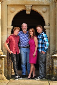 Family portrait under an archway